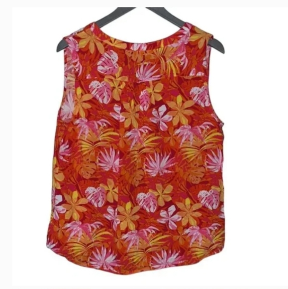 Kiwi Fresh PM Like New Sleeveless Hawaiin Print V Neck Top Shirt Blouse … - Picture 4 of 5